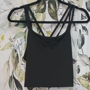 NWT Black Strappy Women's Slim Crop Top